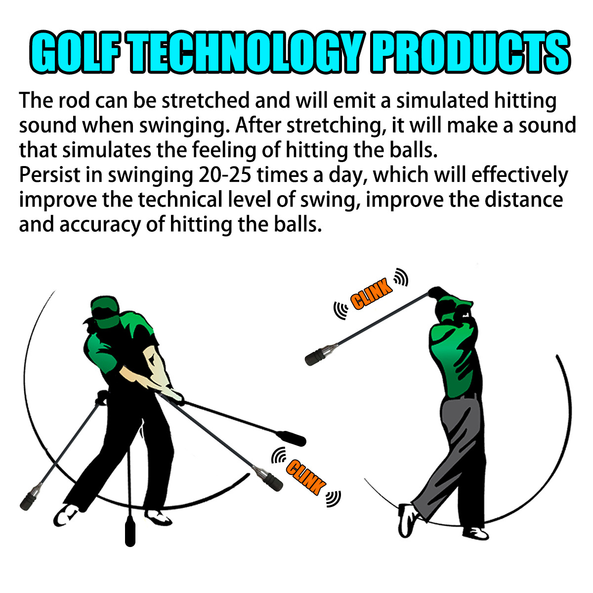 Golf Swing Trainer Golf Training Aid With Click Sound To Enhance Strength, Swing Tempo &amp; Maintain Balance For Indoor Outdoor
