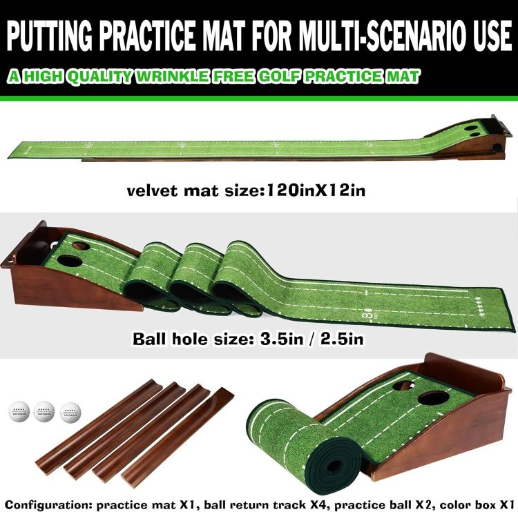 Automatic Ball Return Golf Putting Mat Mini Golf Swing Course Trainer Enhanced Training for Golf Training Aids