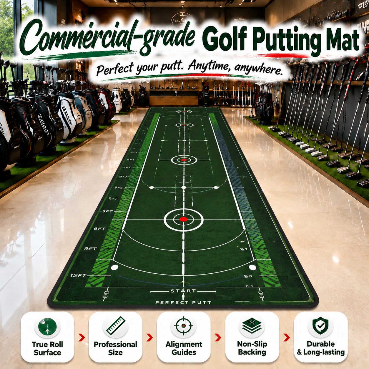 Factory Outlet Golf Putting Trainer Mat Nylon Surface and TPR Backing Golf Putting Mat Outdoor for Improved Accuracy
