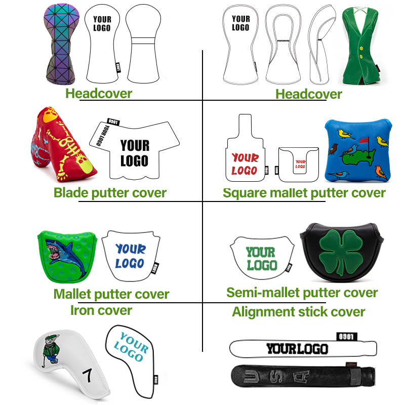 Manufacturer Design Golf Club Covers Waterproof Fabric Headcover Customized Fairway Woods Golf Cover
