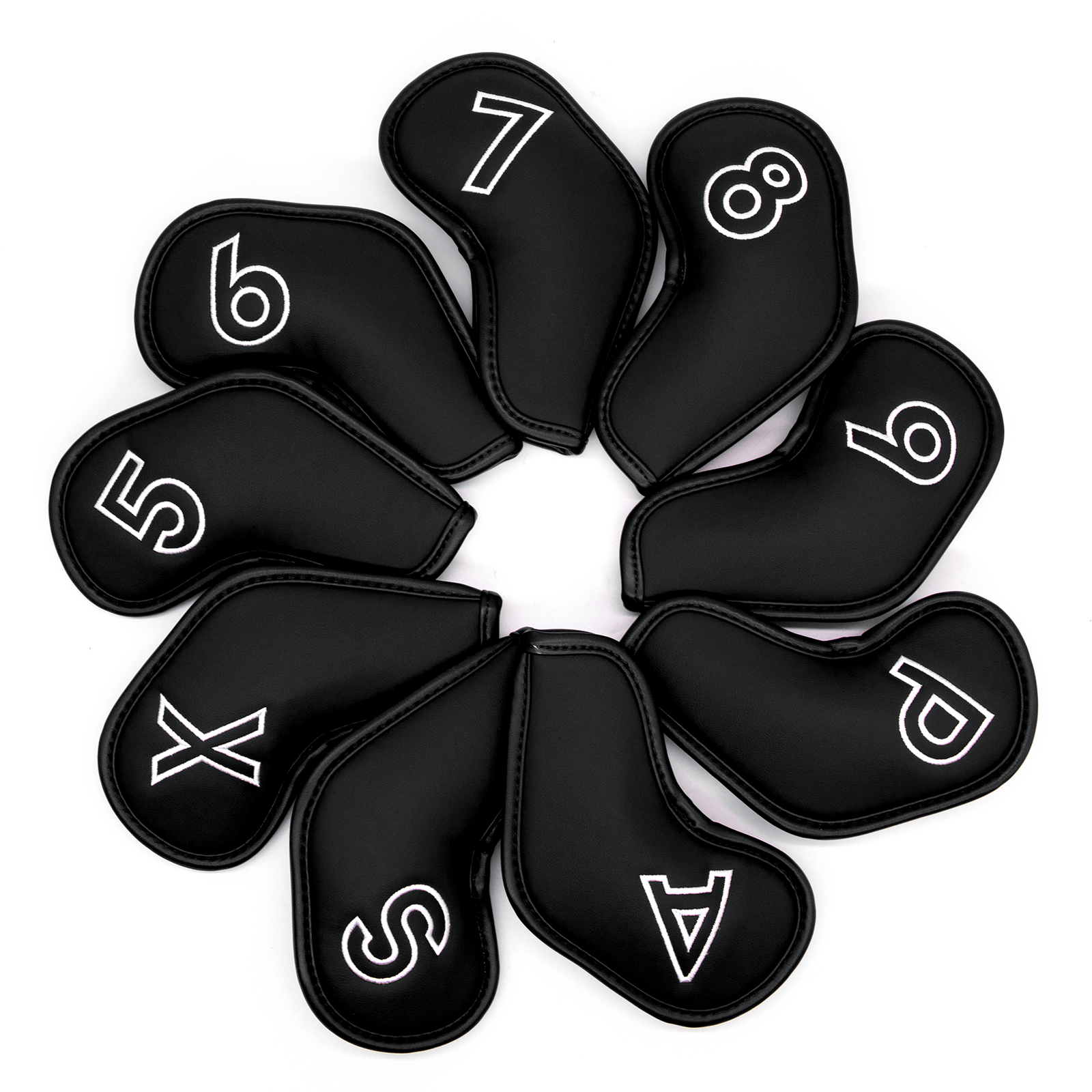Manufacturer Custom Golf Club Headcover Embroidery Logo Golf Iron Head Covers 5-9 P,A,S,X Golf Iron Headcover Set