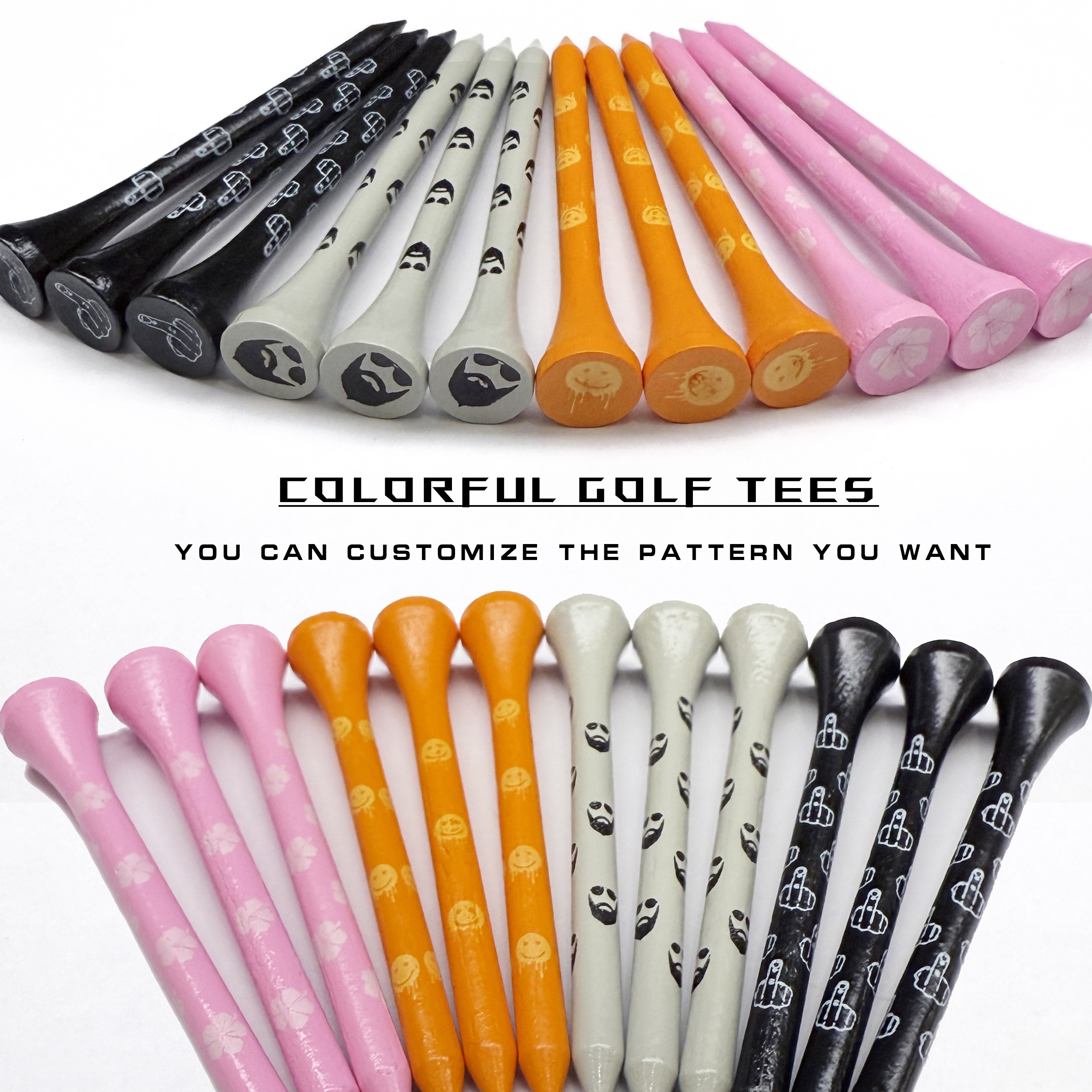 Biodegradable 100% White 83/70/54mm Wooden Bamboo Golf Tee With Custom Logo Print
