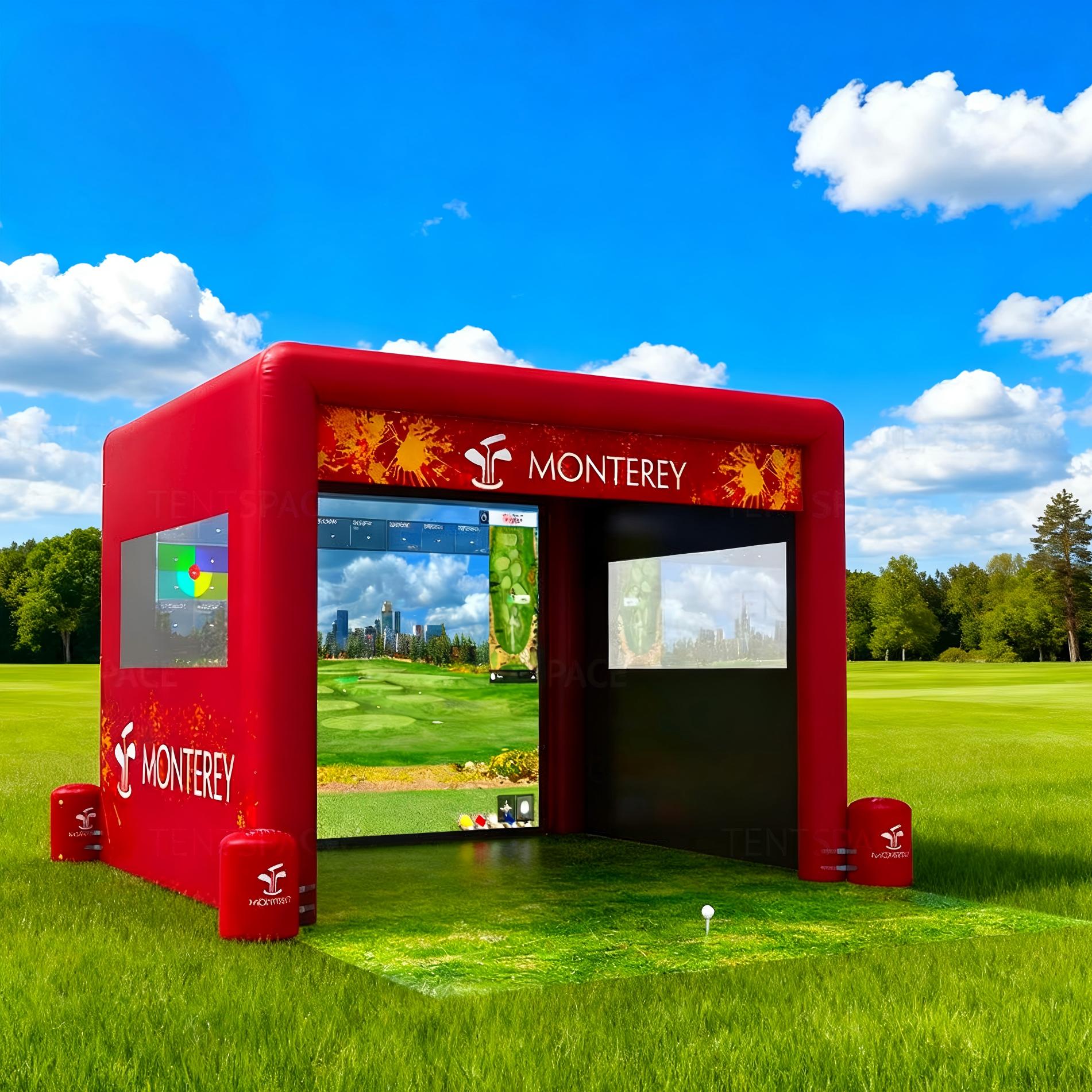 Hot Sales Indoor Home Backyard Inflatable Golf Hitting Cage Inflatable Golf Practice Simulator Room Tent With High Impact Screen