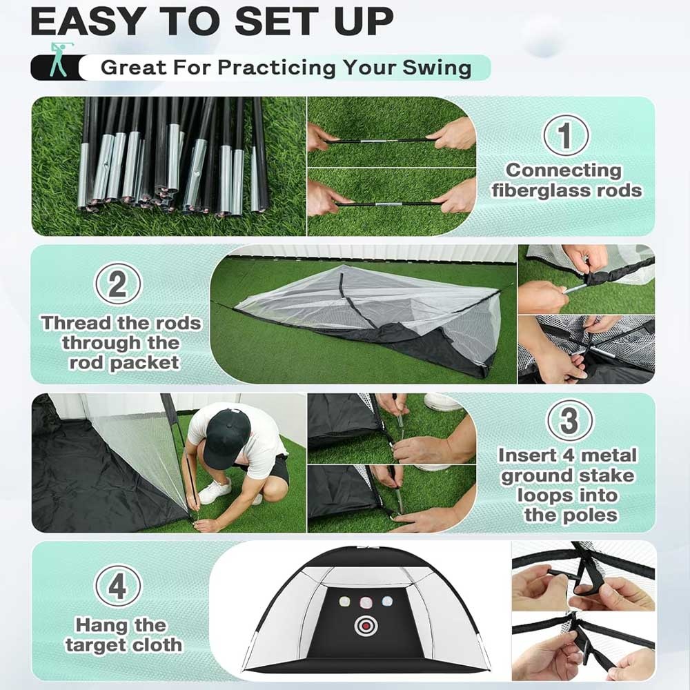 Bestways OEM Customizable Size Multi-function Golf Swing Trainer 10x7' Oxford Cloth Practice Net for Outdoor Use