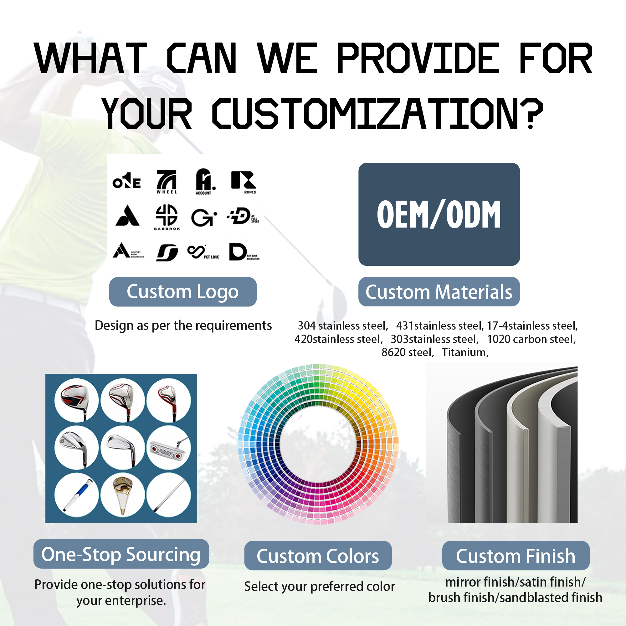 OEM Professional Right-Handed Forged Steel Golf Irons Set Precision Casting Game Used Factory Custom Logo Design Rubber