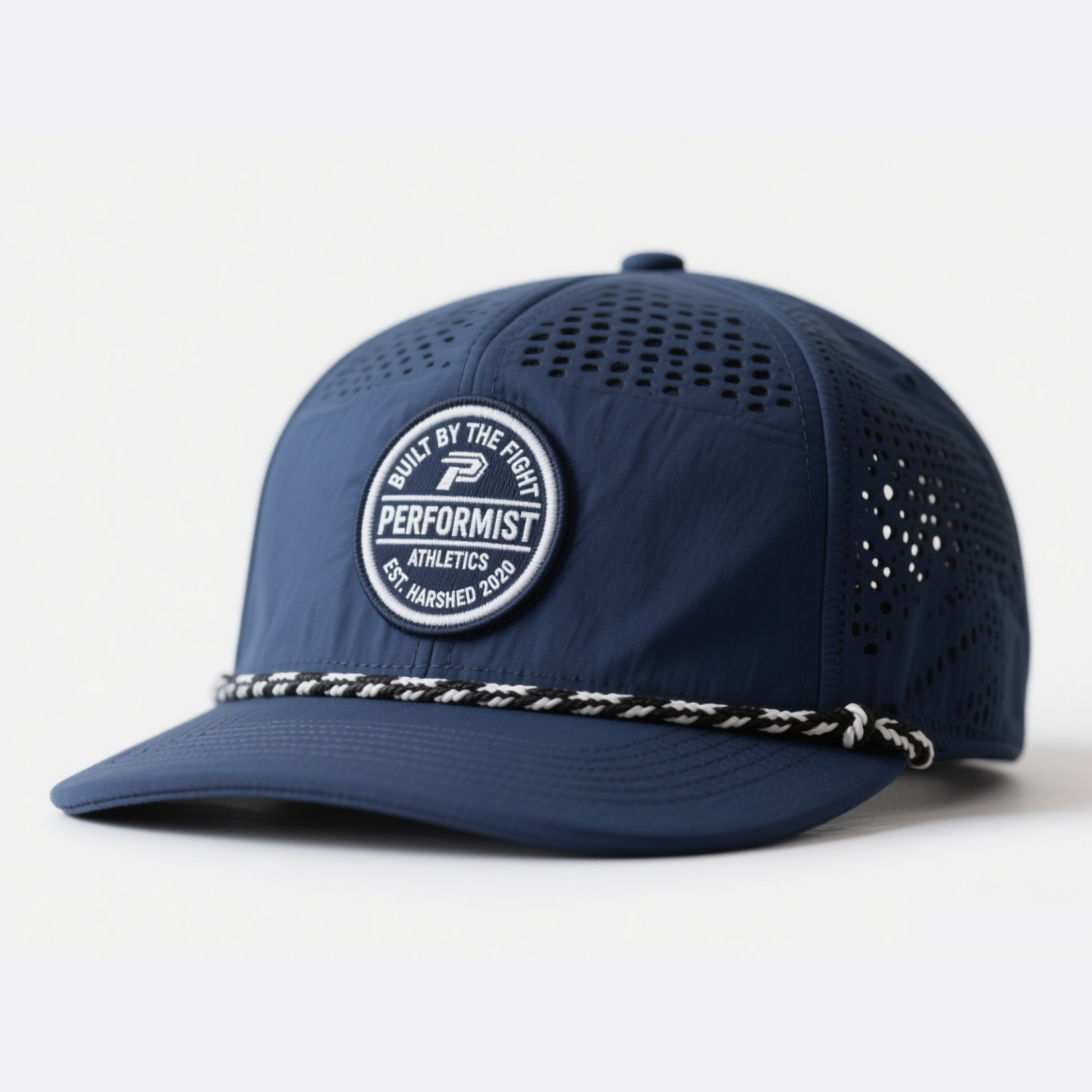 5 Panel Rubber Pvc Logo Rope Baseball Cap Waterproof Laser Cut Hole Perforated Baseball Cap Performance Fashion Baseball Cap