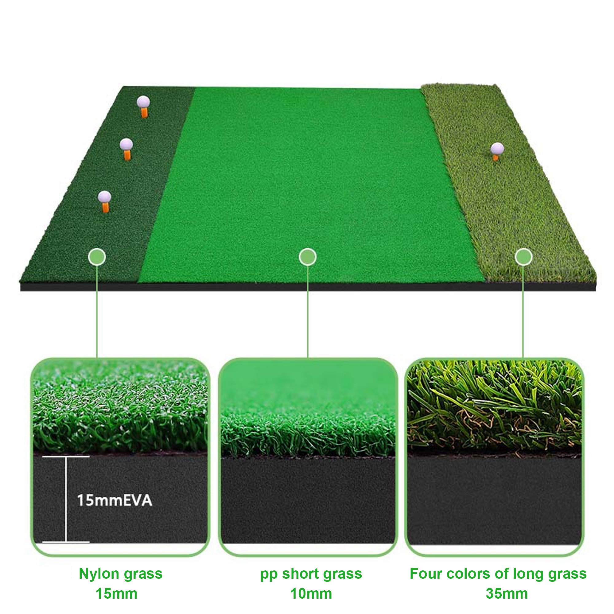 New Arrival HIPPO SPORT Green Mini 5x4ft Non-slip Nylon Golf Hitting Training Mat