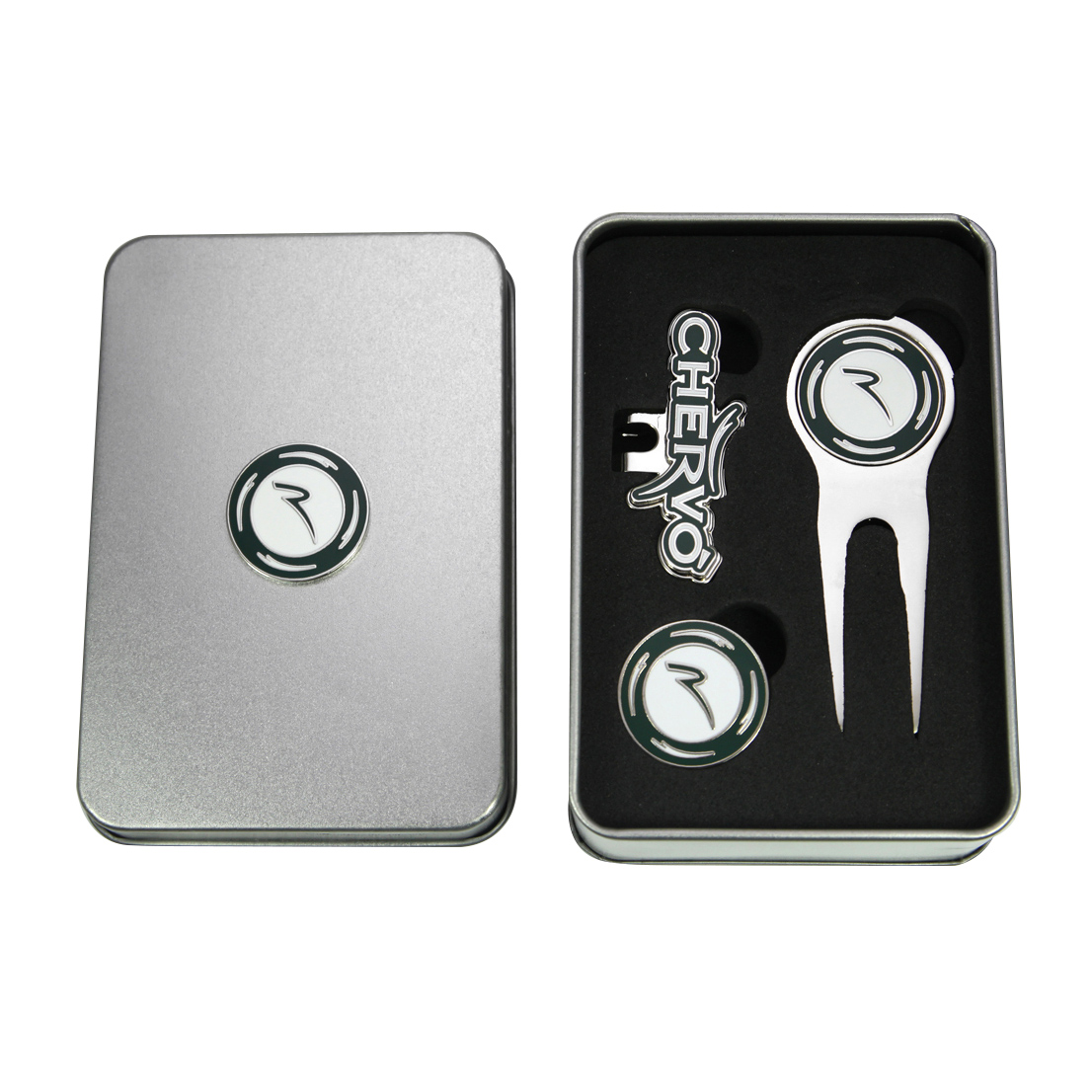 Manufacturer Customized Golf Gift Accessories Set Tin Box and Golf Divot Tool Hat Clip Ball Marker Set for Golf Tournament