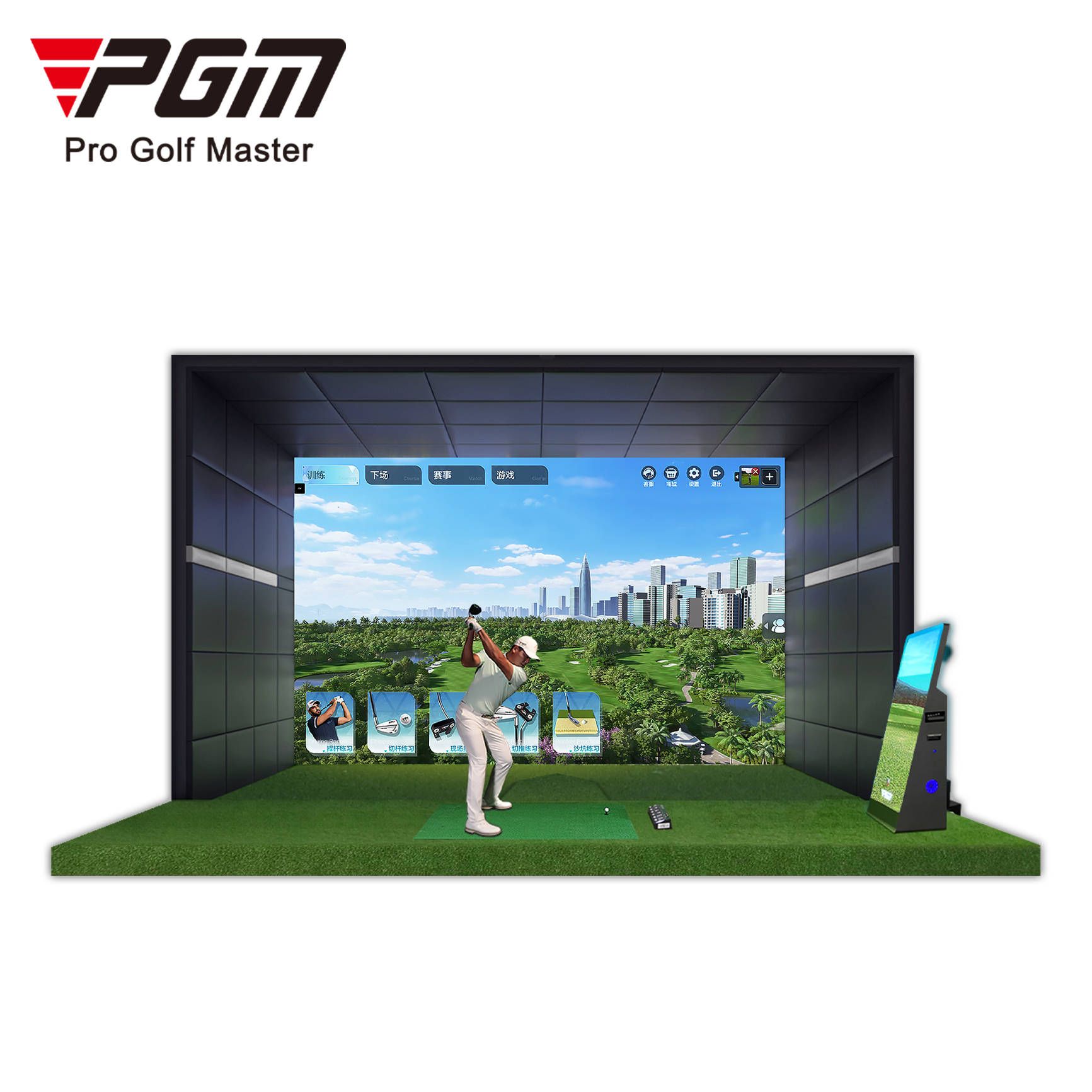 PGM P8 Indoor Residential Golf Simulator System Full Set 3D Practice Range Simulators for Home or Business Use