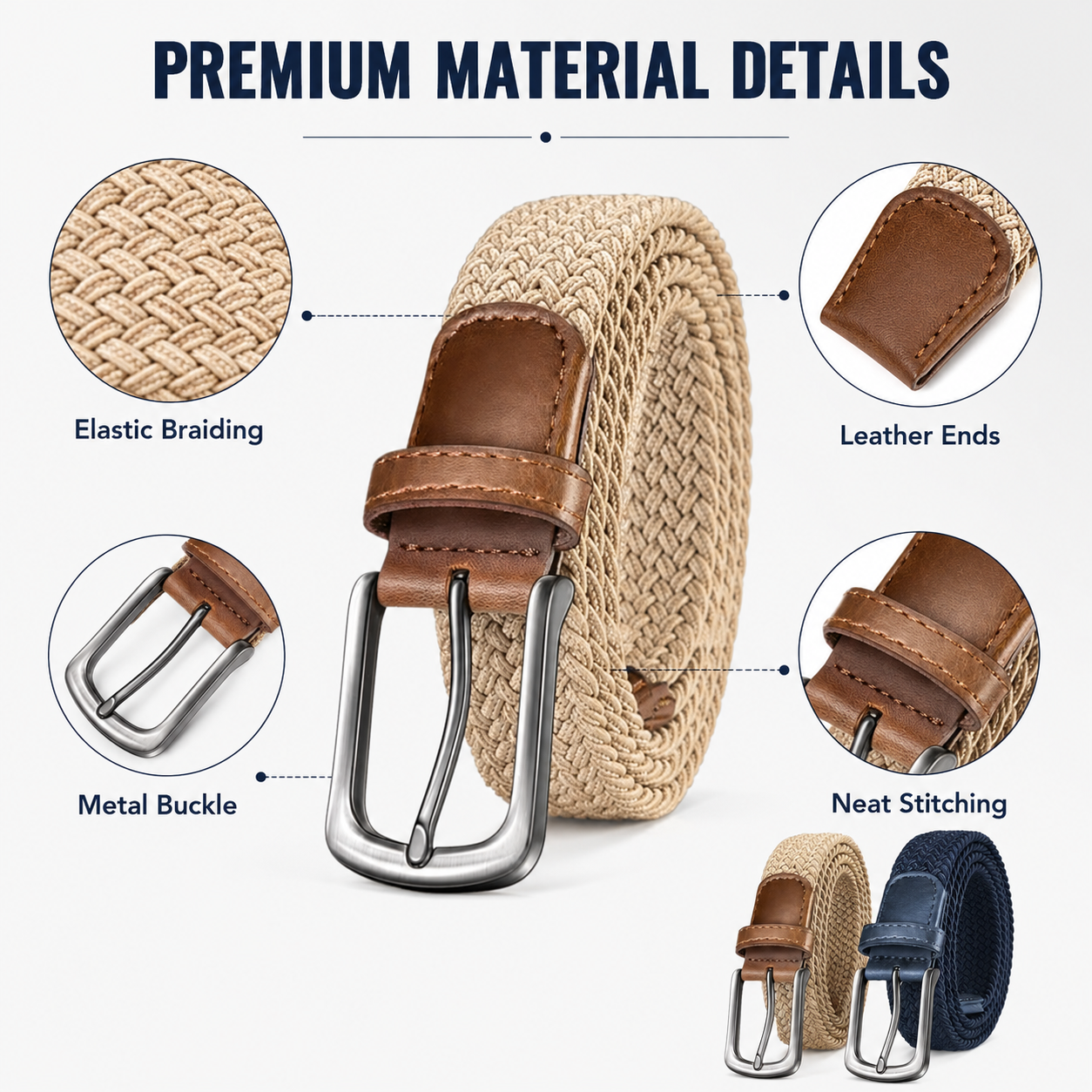 Golf Gift Belt Red Navy Elastic Braided Golf Belt Flexible Comfort Wear OEM ODM for Bulk Order