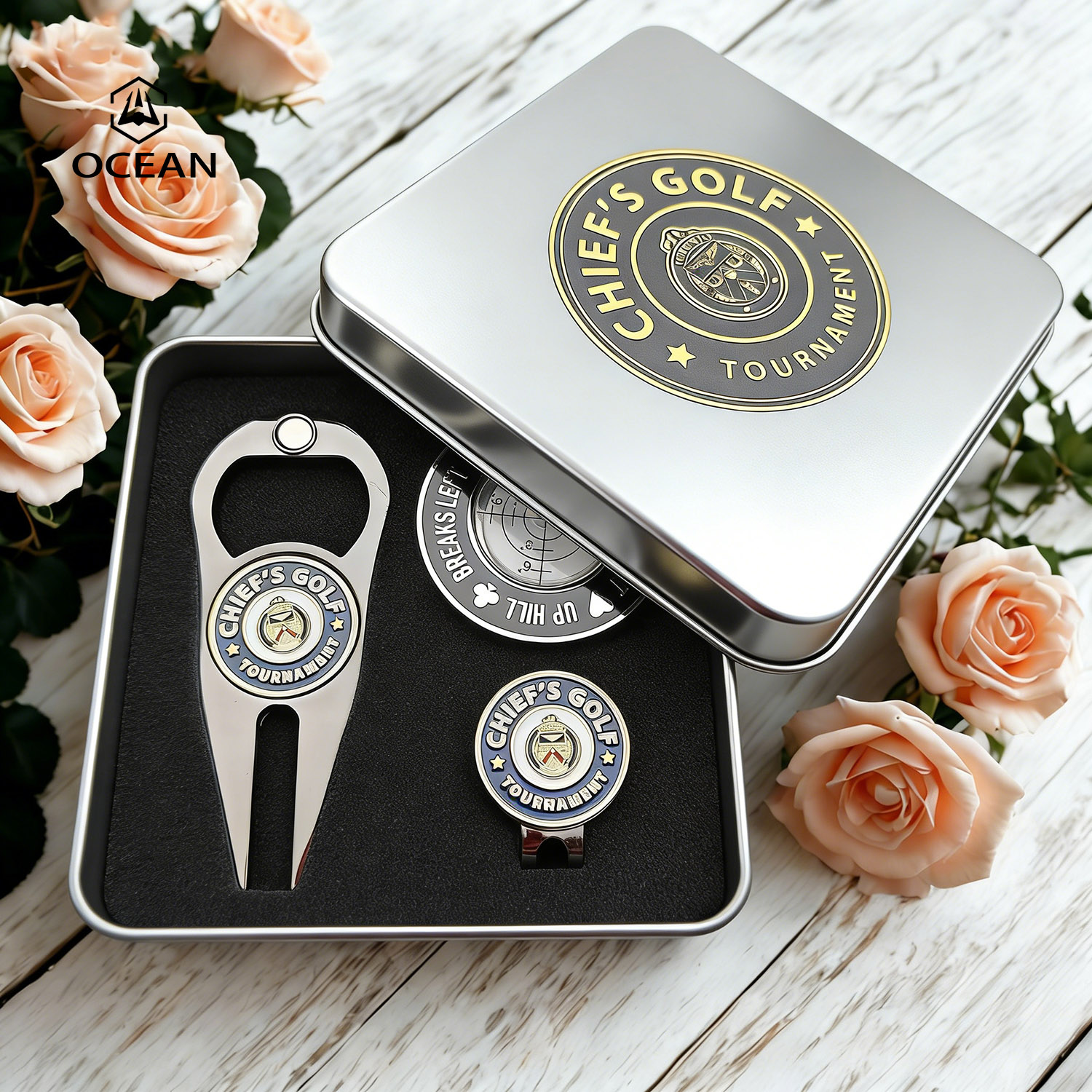 Direct Factory Custom Golf Gift Set Green Divot Repair Tool Hot Sales Golf Poker Chips Custom Logo Low Price Ball Markers