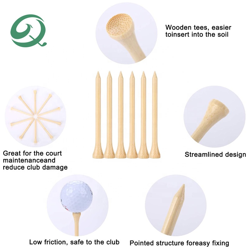 Professional Natural Bamboo Golf Tees Logo Custom Friendly Biodegradable Material Durable Wooden Golf Tees