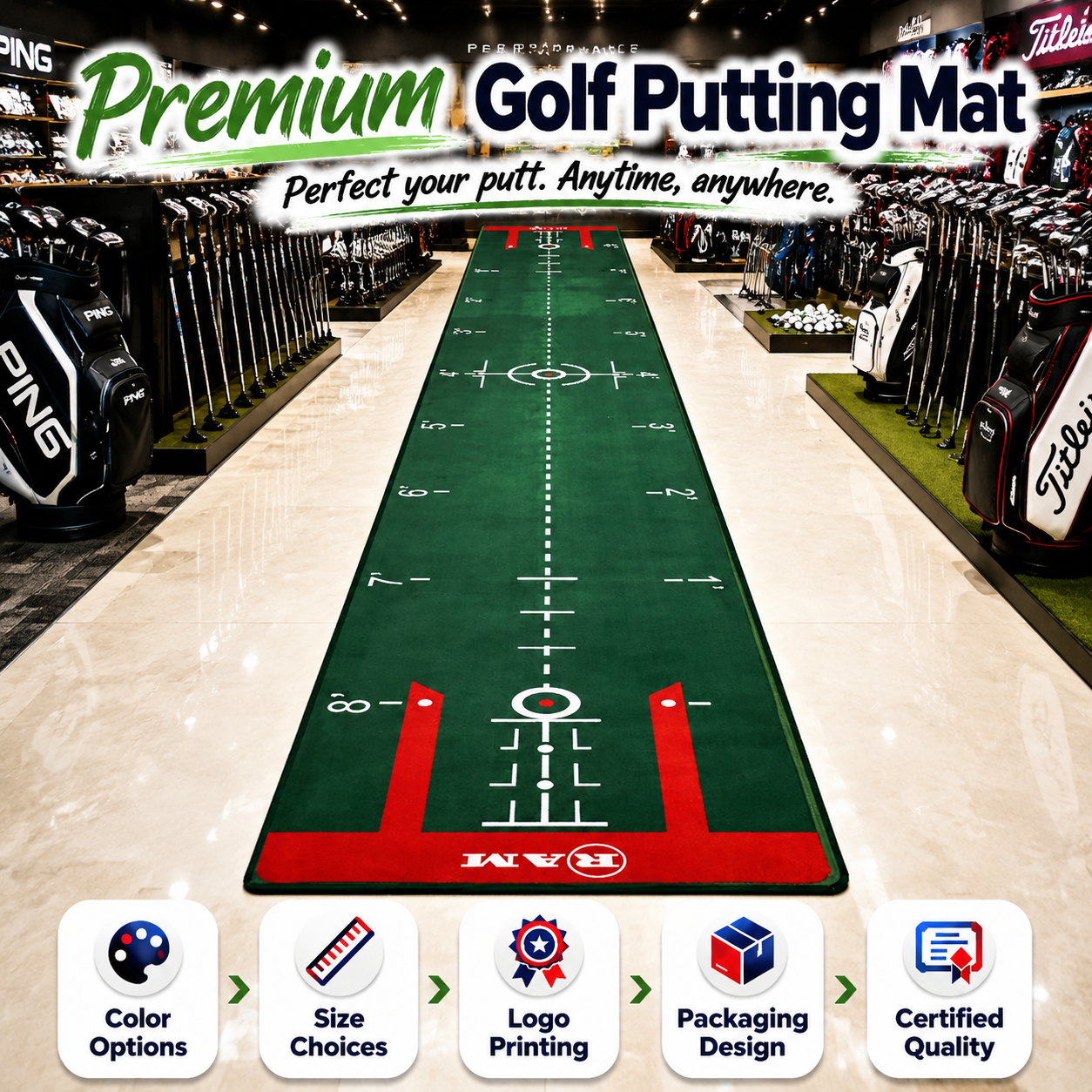 Customized Golf Putting Mat, Simulated Green Turf Rug for Home Leisure and Commercial Golf Activity Arrangement