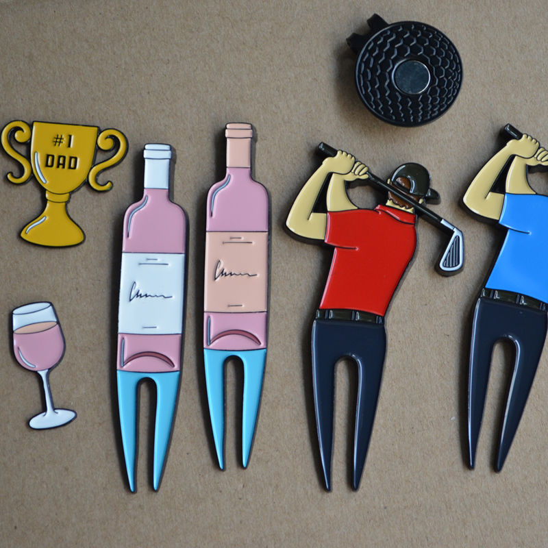 Custom Design Golf Divot Tool Metal Bottle Opener Golf Divot Repair Tool With Ball Marker Iron Antique Laser Engrave Tool Set
