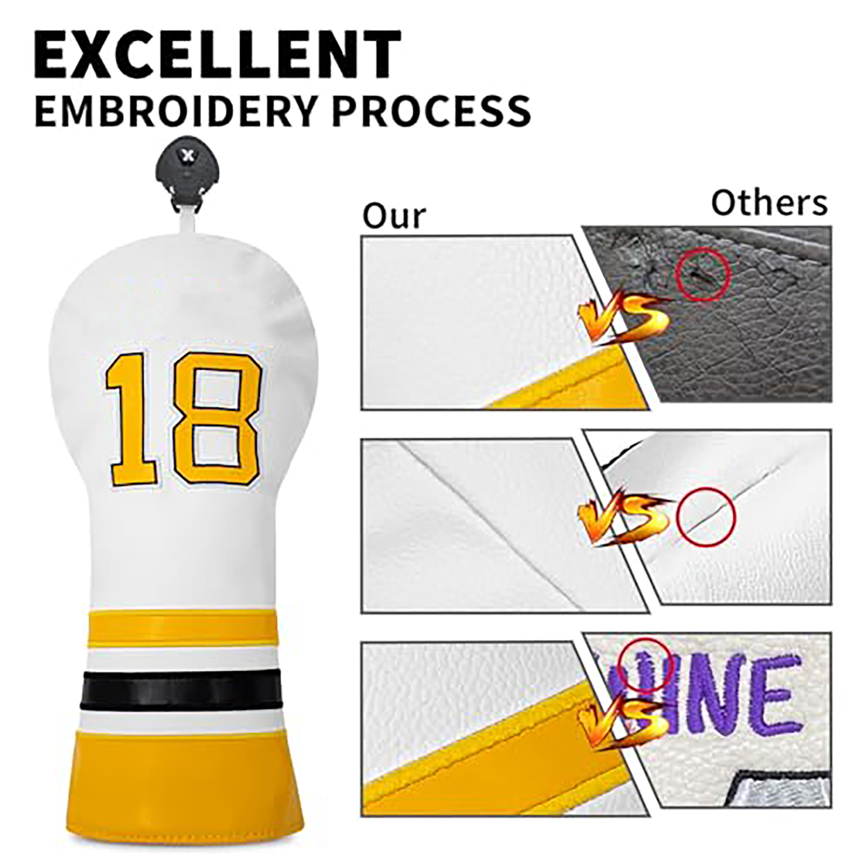 Wholesale Custom Logo and Modern Design Golf Head Cover Stylish Look Protective Design For Golf Equipment Structured Shape Cover