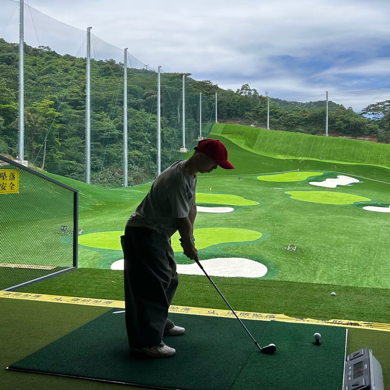 HUAJINZHEN Golf Portable Three-in-One Outdoor Practice Mat Long and Short Grass Swing NBR Material Model G-GLF-QS20-8000