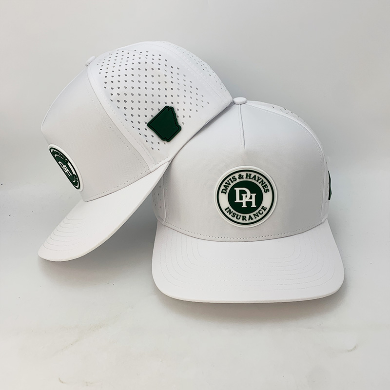 Club Company Customized Sports Waterproof 5 Panel Baseball Cap Hydro Breathable Rope Golf Hats With Rubber/PVC Logo Gorras