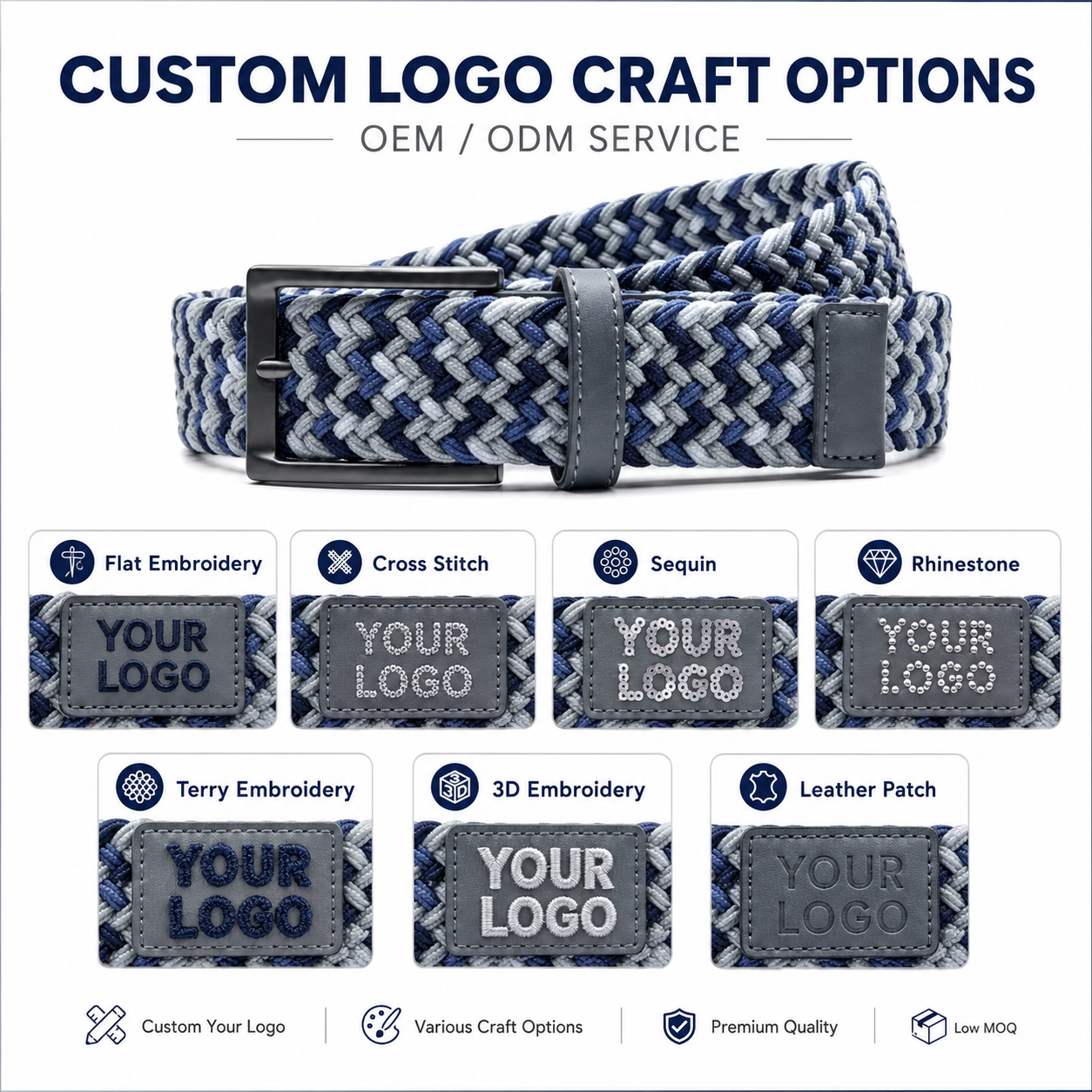Custom Braided Golf Belt Elastic Woven Stretch Belt Pin Buckle Casual Sports Belt for Men Women OEM ODM Wholesale