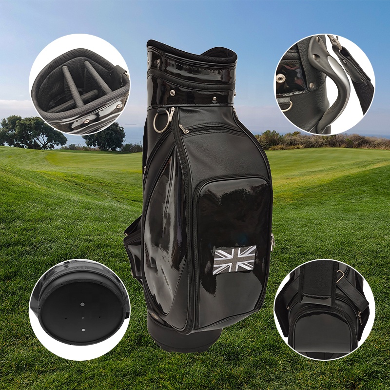 Classic Black Tournament Factory Price OEM Custom Logo PU Leather Waterproof Tour Golf Bag