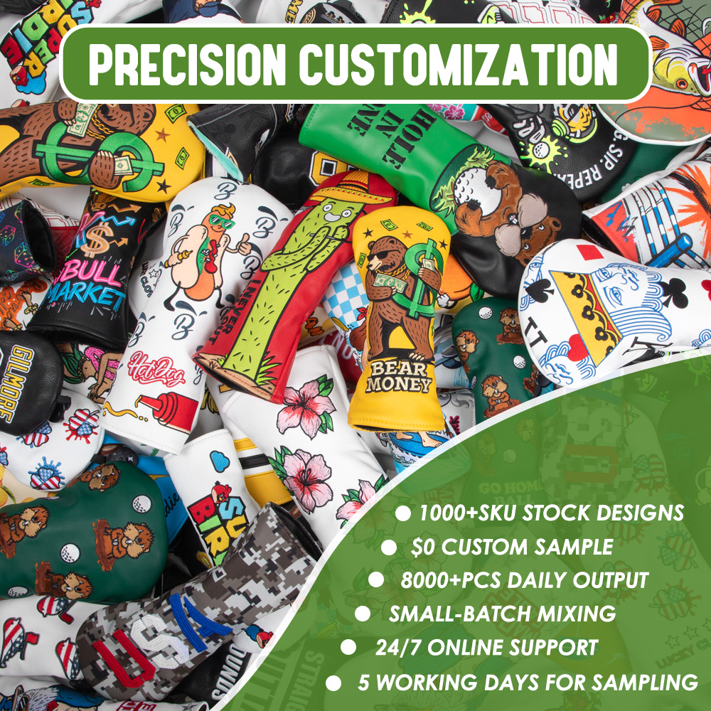 Manufacturer Design Golf Club Covers Waterproof Fabric Headcover Customized Fairway Woods Golf Cover