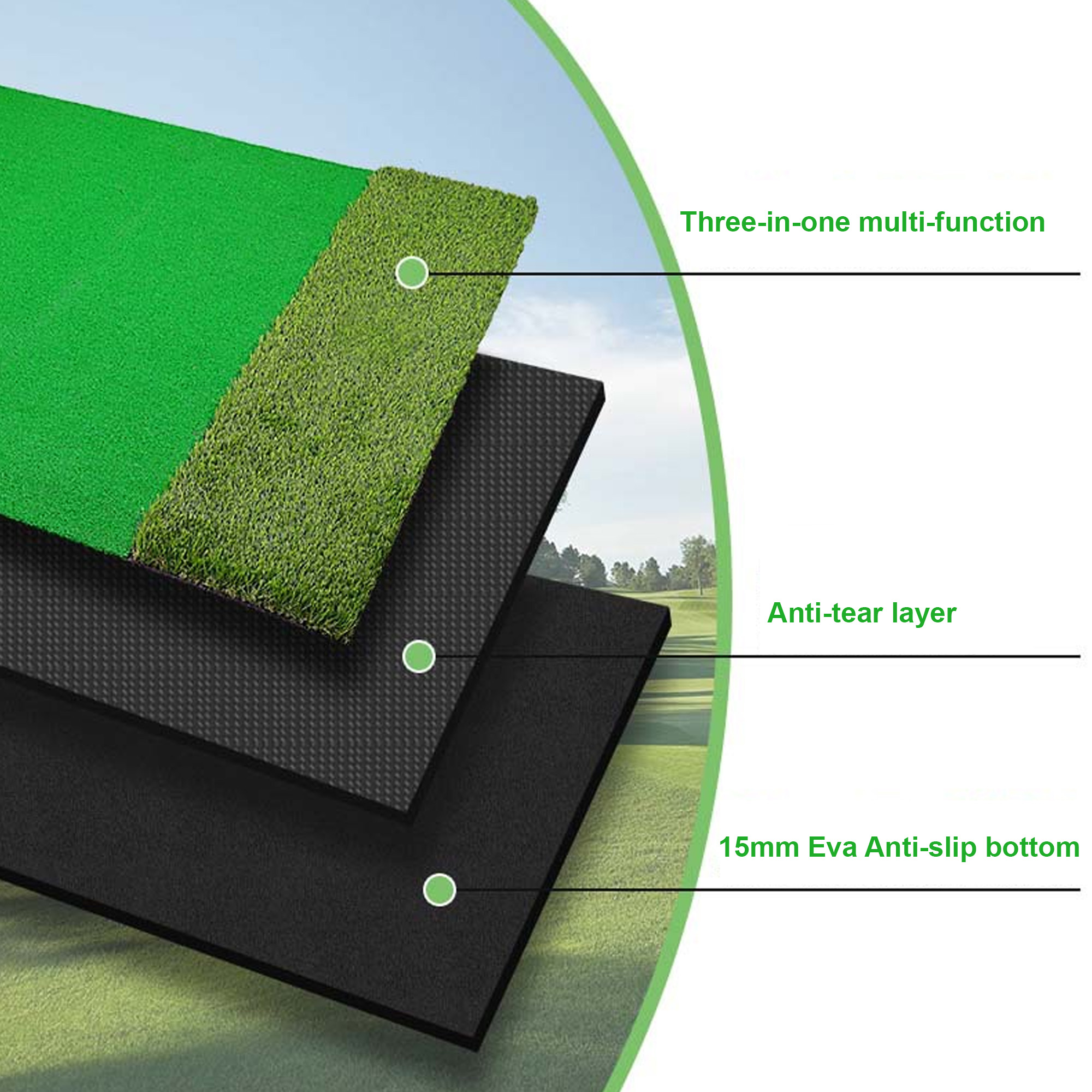 New Arrival HIPPO SPORT Green Mini 5x4ft Non-slip Nylon Golf Hitting Training Mat