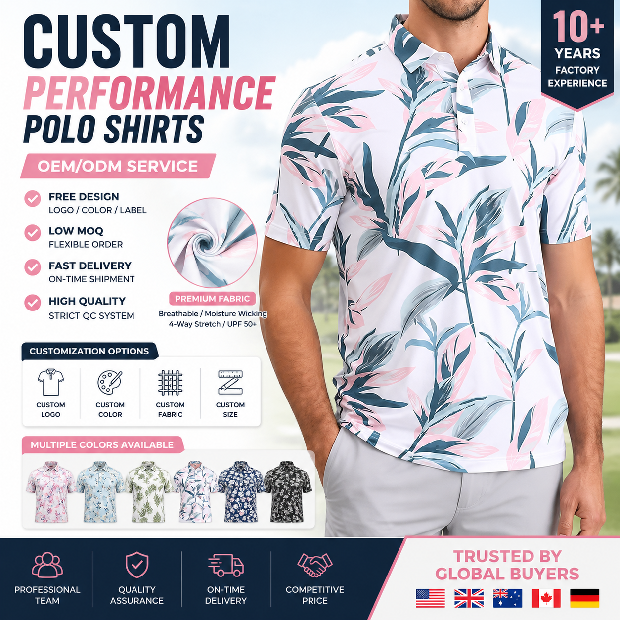 OEM Luxury High Quality Manufacturing Company Custom Logo Short Sleeve Dry Fit Golf Polo Clothes Men'S Polo Shirts Golf Shirts