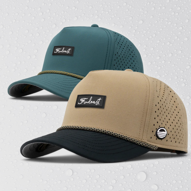Custom Laser Cut Perforated 5 Panel Waterproof Cap M Hats Trucker Hat Curved Bill Performance Golf Hat With Mesh Rope