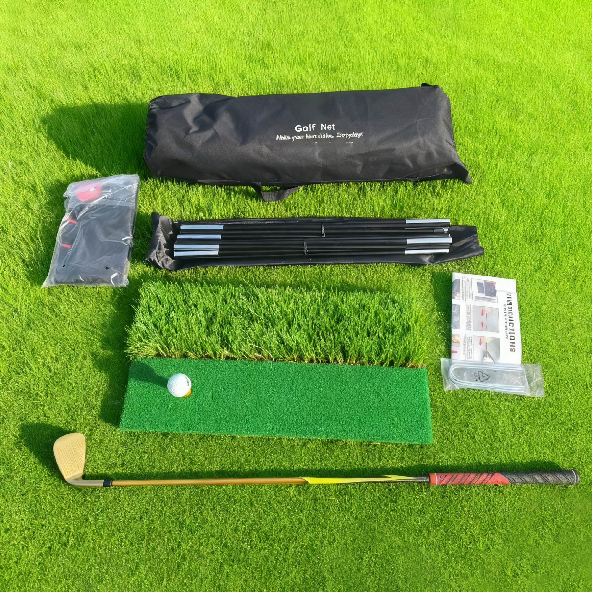 10x7FT Home Golf Hitting Aids Equipment Golf Net with Driving Chipping Swing with Training Target Ball Tee or Mat