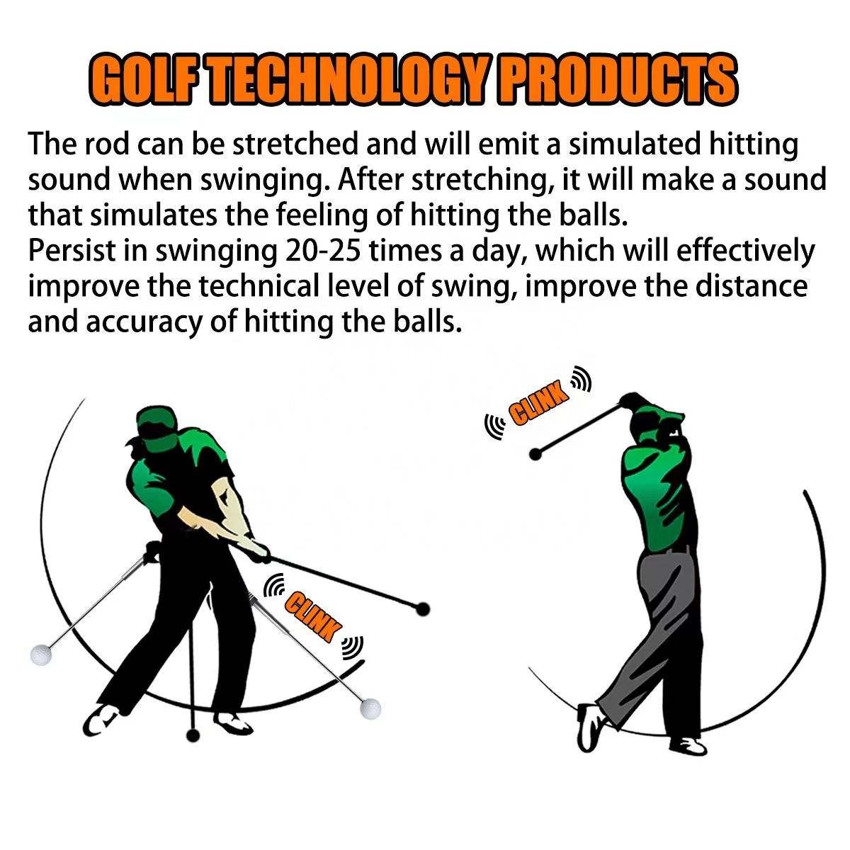 Retractable Golf Swing Teaching Trainer Warm-Up Tempo Trainer And Golf Grip Trainer Swing Training Aids For Golfers