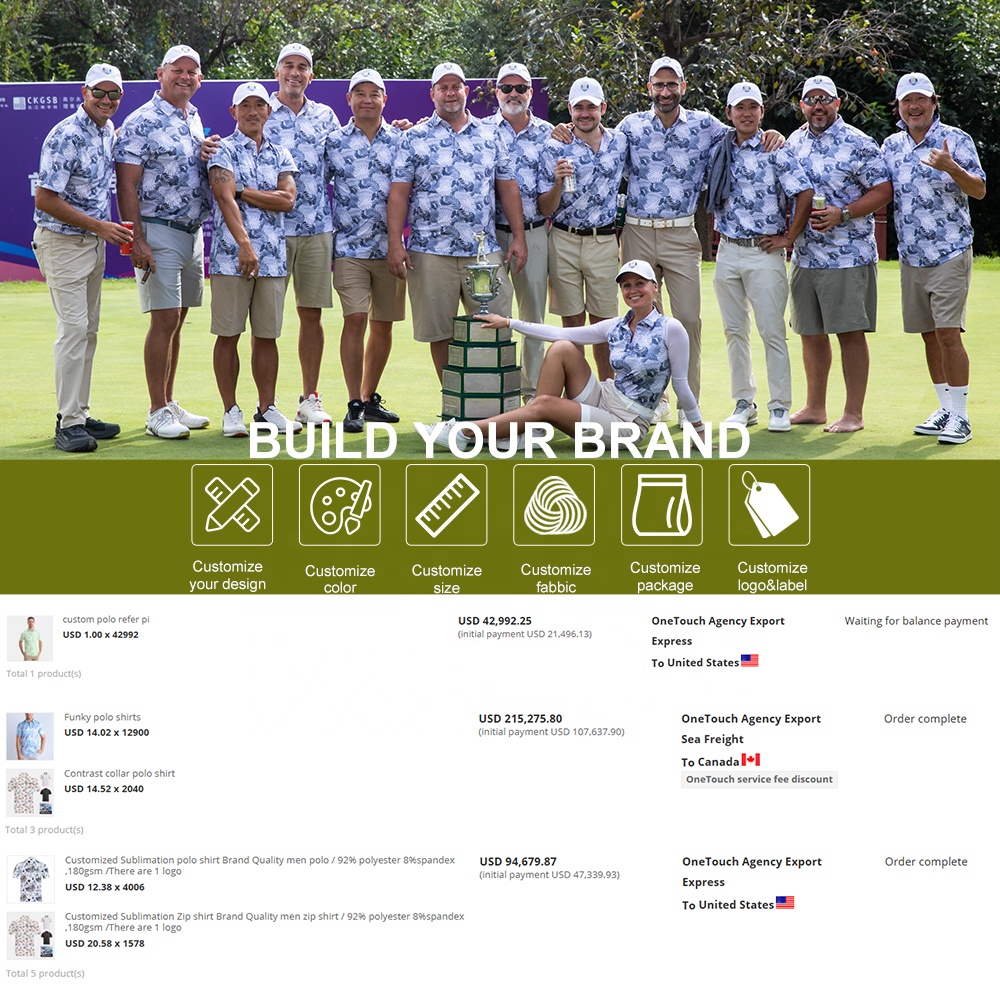 Golf Clothing Manufacturer Custom Pattern Polyester Spandex 4 Way Stretch Quick Dry Fitted High Quality Mens Golf Polos Shirts