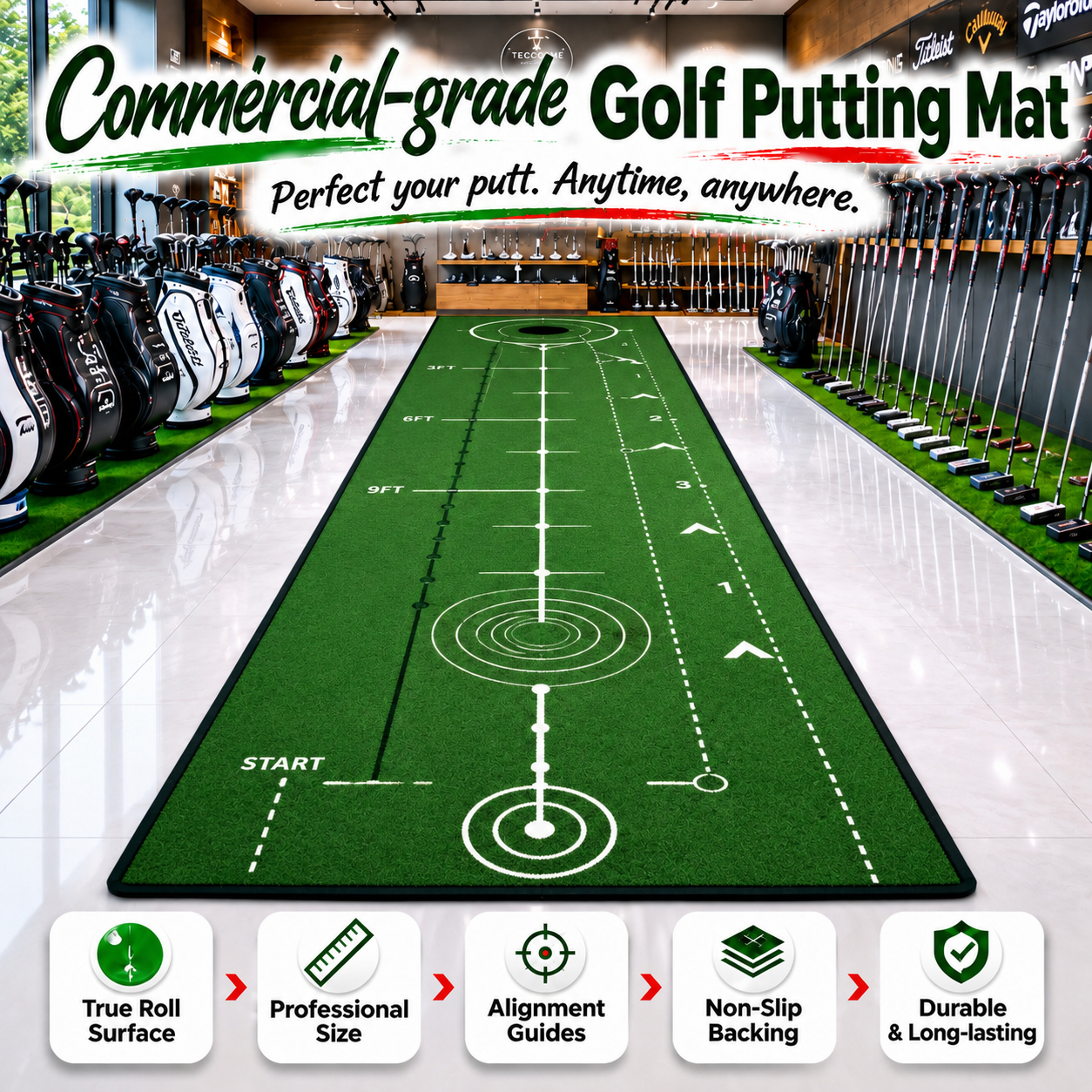 Factory Outlet Golf Putting Mat Custom Polyester Non-woven Golf Practicing and Training Mat for Indoors Small Golf Mat Simulator