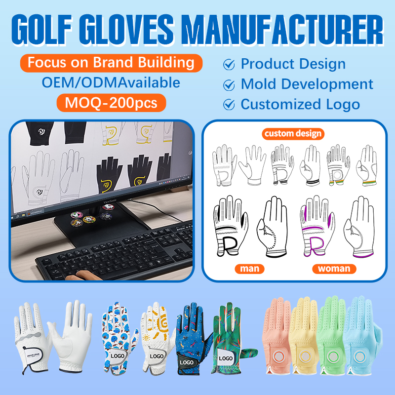 Wholesale Professional Cabretta Genuine Leather Golf Gloves with Custom Logo Right Hand for Sports and Cycling