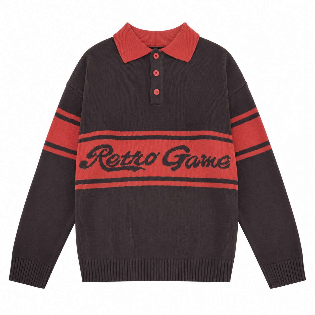Custom Logo Golf Wear Pullover Jacquard Sweater Unisex Oversize School Plus Size Polo Neck Knit Sweaters Jumpers For Men