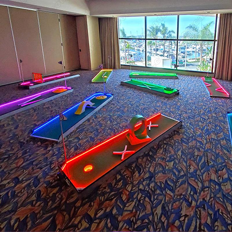 Indoor Playground Equipment LED Mini Golf Rentals square Golf Simulator Mobile Mini Golf Course Built to Last for Amusement Park