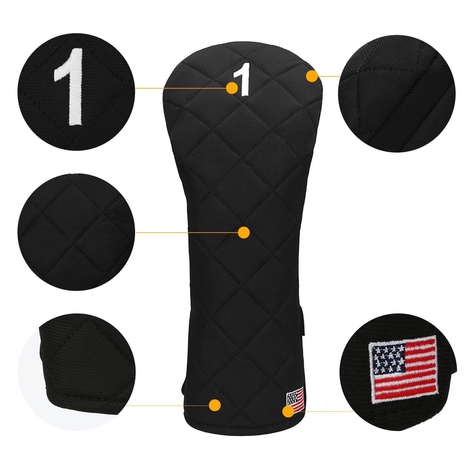 Waterproof Golf Driver Head Covers with Pu Leather Custom Embroidery Customizable Options-Factory-Direct