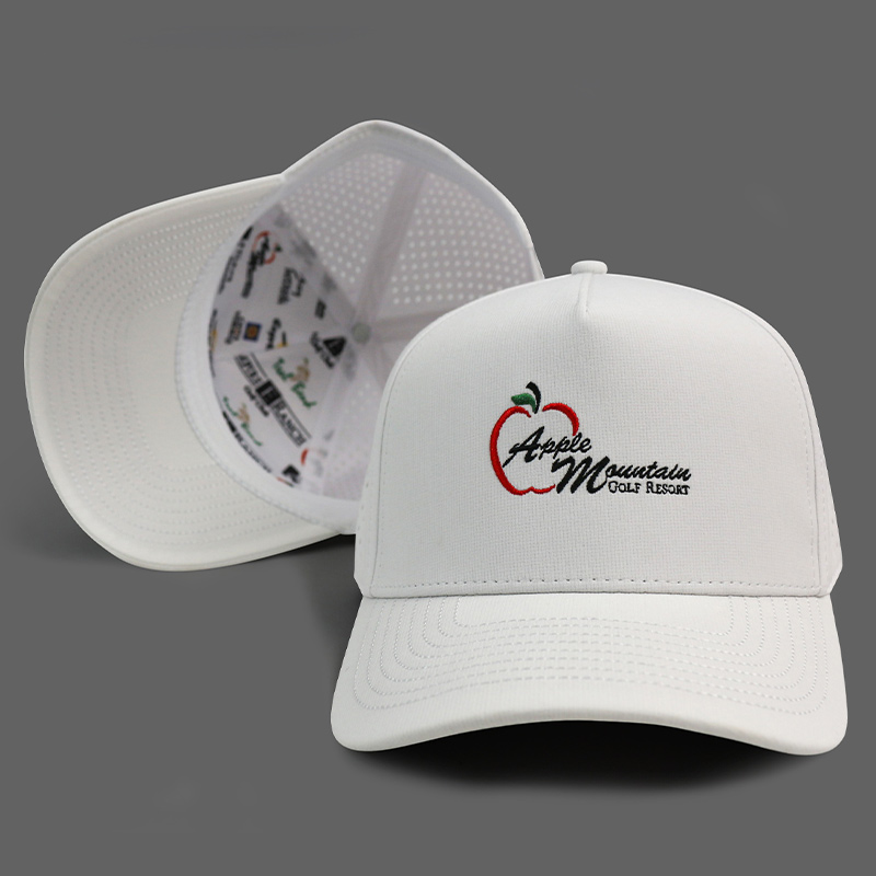 HS41 5 Panel White Black Waterproof Hat Men Baseball Caps For Man Women Laser Cut Golf Hat 3D Embroidery Logo Caps