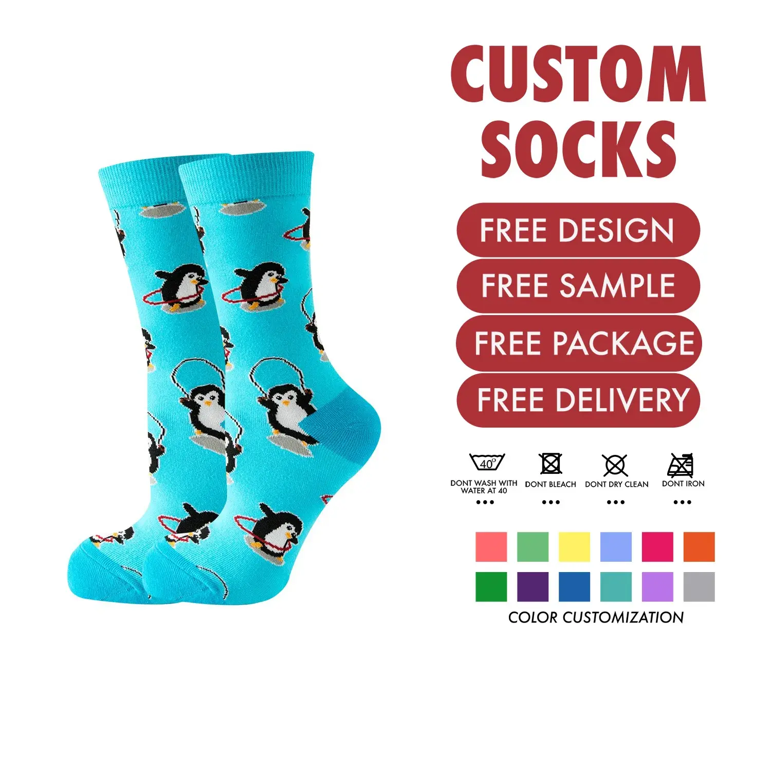 China High Quality Cotton Dress Socks for Men Women Kids Fun Novelty Crazy Funny Pattern Printed in White and Black 3D Logo Design Factory, Factories