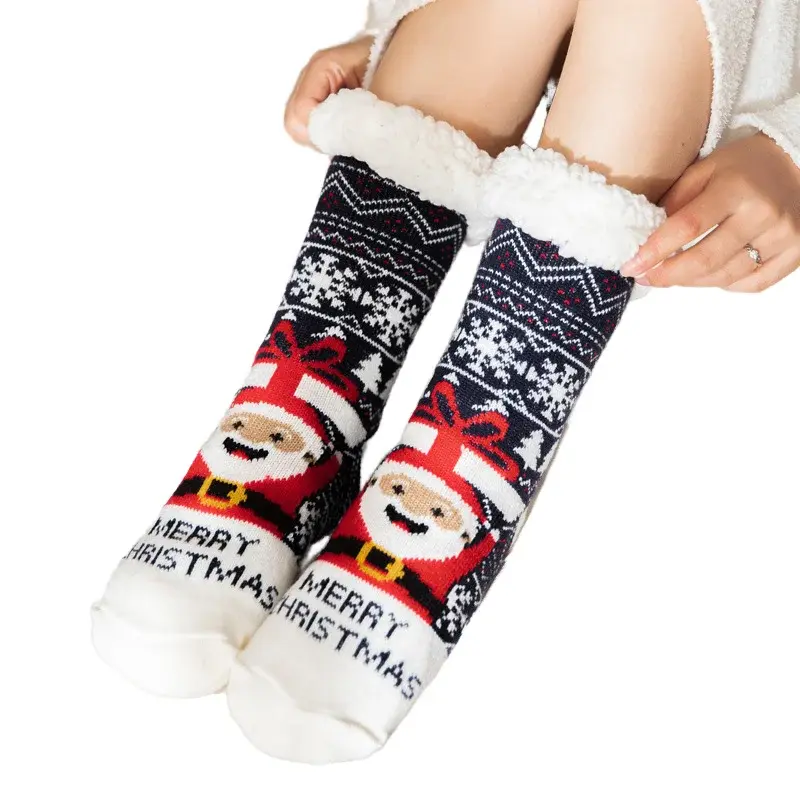China Christmas Women's Fuzzy Slipper Socks Fleece Christmas Slipper Socks Thick Warm Xmas Slipper Socks for Christmas Supplier, Factories