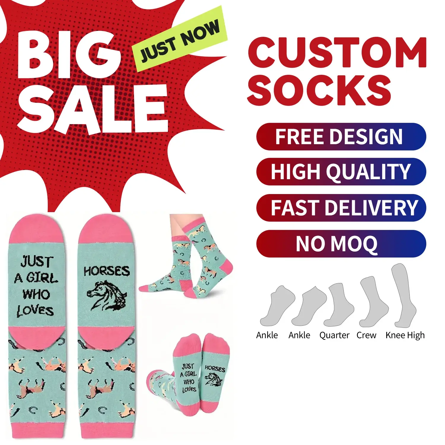 Wholesale JUST a GIRL WHO LOVES PICKLES Socks - Funny Novelty Crew Sock for Women & Girls Cute Foodie Gifts with Letter Print Supplier, Factory