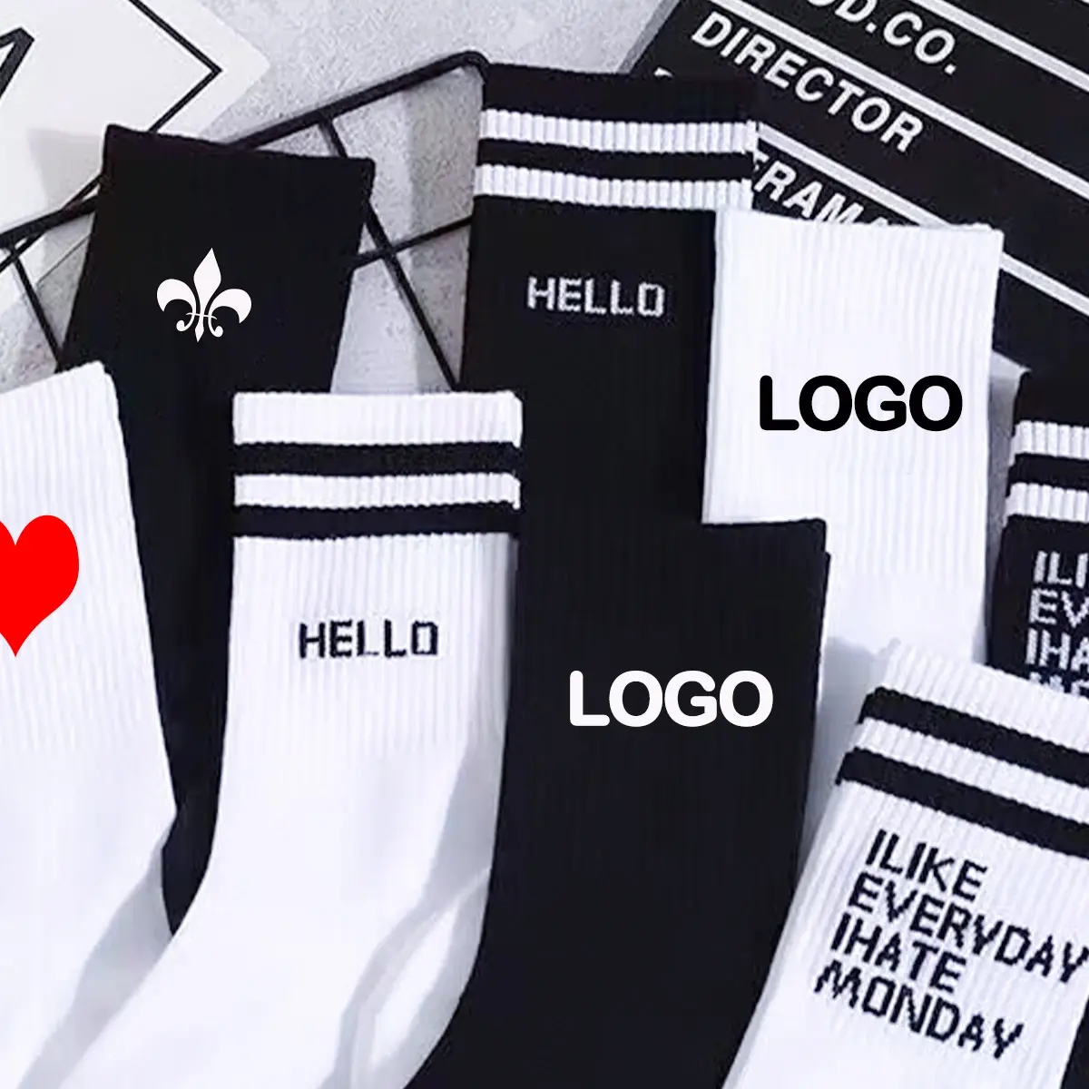 Wholesale Quality Oem Custom Cotton Embroidered Design Socks Embroidery logo Cotton Sox Customize Custom logo Sport Men Socks Manufacturers, Supplier