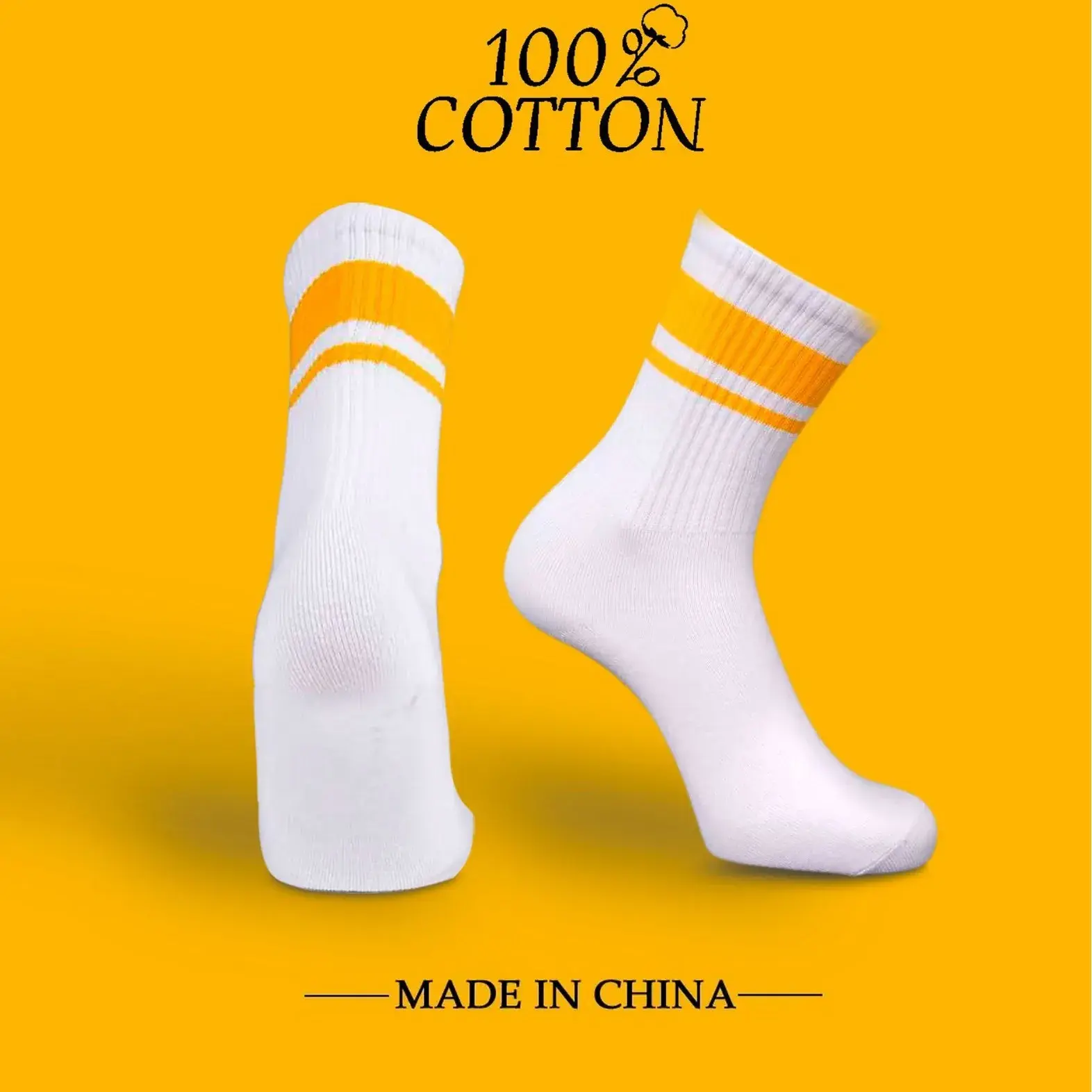 Wholesale Classic Striped Mid-Calf Sports Socks Comfortable Cotton for Men Breathable Sweat-Absorbing for Daily Use Sports