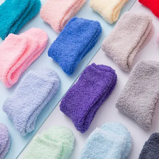 Wholesale Cmax Colorful High Quality Custom Logo Colors Socks Wholesale Warm Cozy Thick Winter Women Socks Soft Home Sleeping Fuzzy Sock Manufacturer, Suppliers