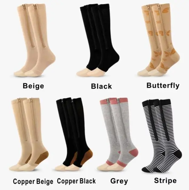 China sports compression socks compression zipper socks zip sox elastic leg shaping socks Supplier, Factories