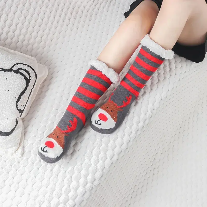 China Christmas Women's Fuzzy Slipper Socks Fleece Christmas Slipper Socks Thick Warm Xmas Slipper Socks for Christmas Supplier, Factories