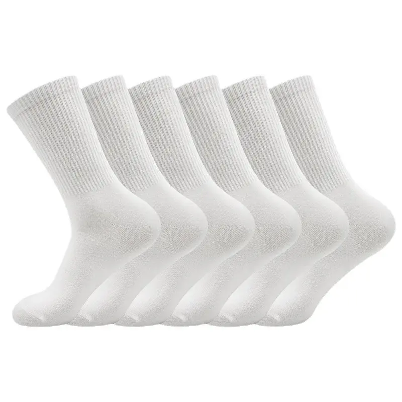Wholesale For Amazon Cross-Border Sports Socks Men's Women's Casual Mid-Calf White Cotton Socks Long Rubber Band Summer Combed Cotton Manufacturer, Factory