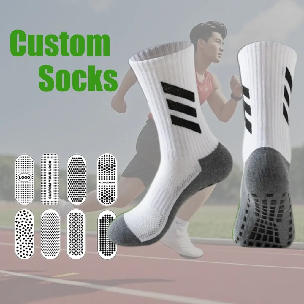 Wholesale CMAX Anti-slip Grip Sport Socks High Quality Hot Selling Crew Football Soccer Basketball Custom logo Socks Cushion OEM Manufacturer, Factories