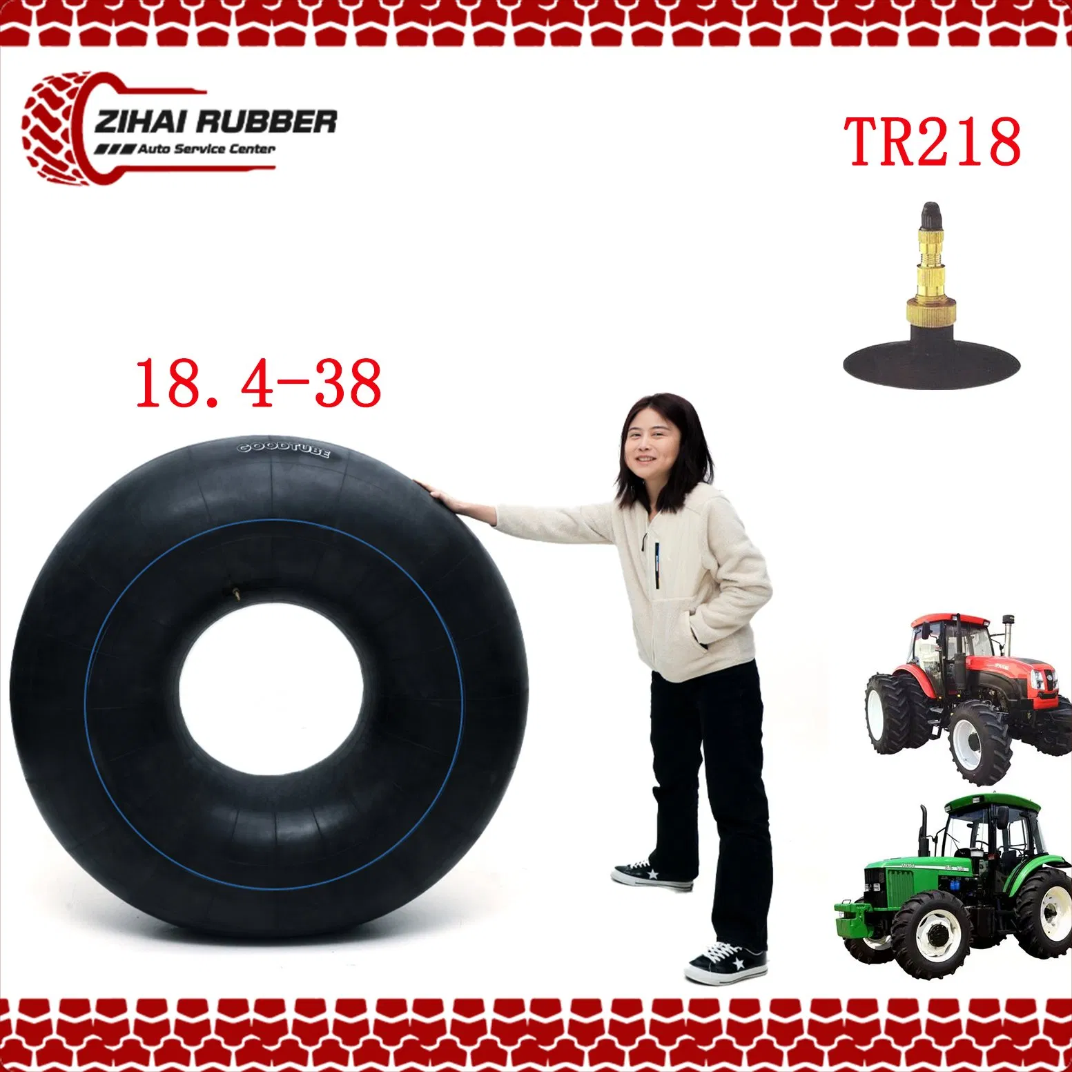 Qingdao Factory 18.4-38 Tr218A Farm Machine Inflatable Spare Parts AG Large Harvester Tractor Rear Tyre Natural Butyl Rubber Agricultural Tire Inner Tube