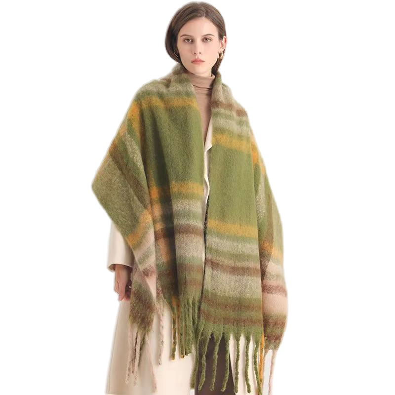 Scarf Shawl Soft Tassel Plaid Large Oversized Warm Winter Polyester Scarves