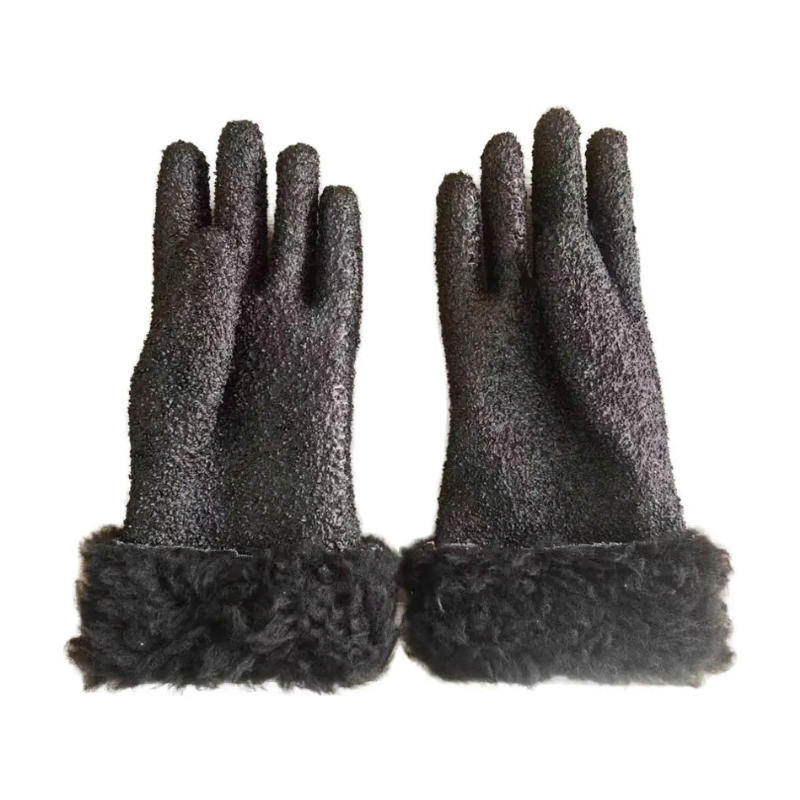 Anti-Slip and Cold-Proof Black Granule Anti-Slip Winter Warm PVC Glove