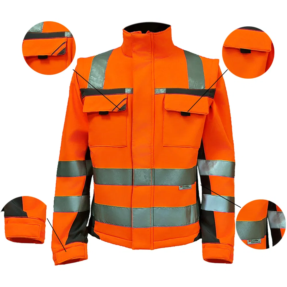 Heavy Duty Hi Vis Reflective Workwear Jacket - Waterproof Windproof for Winter Work Outdoor Jacket